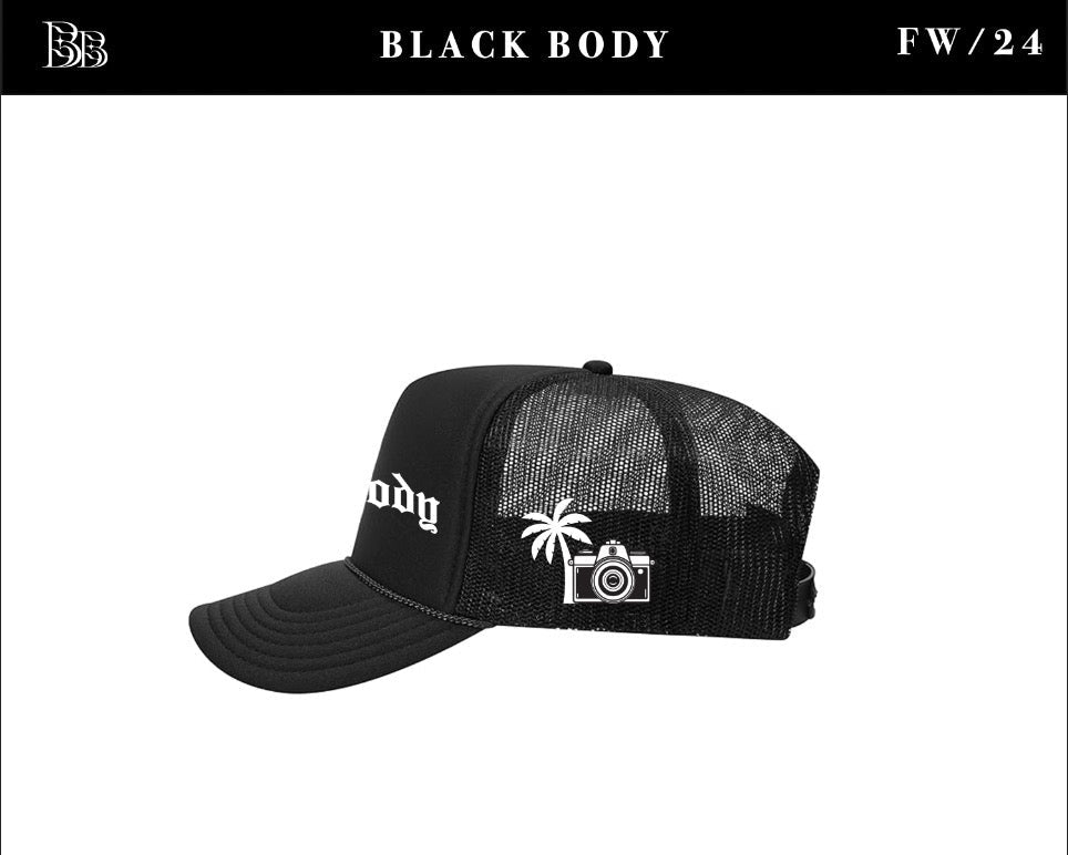 Black Body: Premium Black Trucker Hat